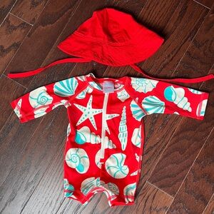 Hanna Andersson swim suit and hat